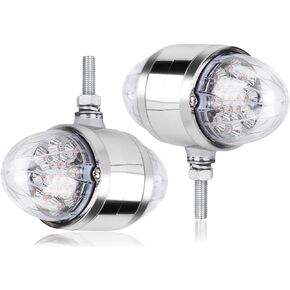 2PCS 17 LED Double Face Dual Revolution Amber Red Turn Signal and Marker to Purple Auxiliary Watermelon Lights, Clear Lens with Reflector, 3.5" LED Turn Signal Fender Lights, Chrome Pedestal Lights
