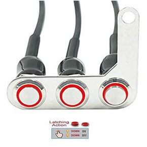 Universal Stainless Steel LED Motorcycle Switch ON-OFF Handlebar Adjustable Mount Waterproof Switches Button DC12V Fog Light (E-RED)