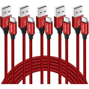 كابل etguuds USB C، 5 حزم (3/3/6/6/10 قدم)، كابل USB إلى USB C شحن سريع من النوع C سلك شاحن لهاتف iPhone 15، لهاتف Samsung Galaxy S24 S23 S22 S21 S20 A25 A54 A15 A14، Note ، الوجه، بكسل، موتو
