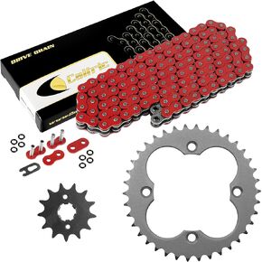 Caltric Red O-Ring Drive Chain & Sprockets Kit Compatible with Honda Fourtrax TRX250X TRX250R 1987-1992 / TRX300X TRX300EX 1993-2009 40530-HC0-005 41201-HC0-000 23801-HB5-000