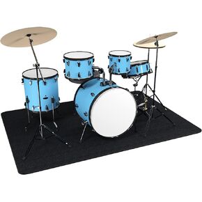 4Ft x 5.2Ft Drum Rug Drum Pad Drum Mat Drum Carpet Tightly Woven Fabric with Non-Slip Grip Bottom Roll of 21.2 Square Feet Great Gift for Drummers, Black