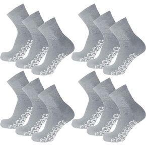 Diabetic Socks for Men, Women, Cushioned Quarter Cotton Socks with Non-Binding, Loose Top Therapeutic Cotton Gripper Socks