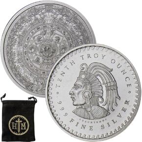 1/10 oz Aztec Calendar .999 Fine Silver Round in Heavenly Metals Coin Pouch
