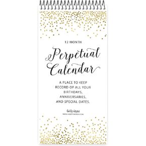 Hadley Designs Gold Perpetual Birthday, Anniversary, Special Event Reminder Calendar Book Journal for Important Family Date Day Wall Hanging, Mom Dutch Bday Birthdate Gift Card Planner Organizer