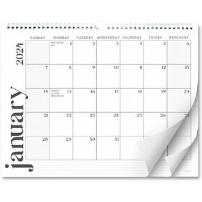 S&O Modern Minimal Wall Calendar from January 2024-June 2025 - Tear-Off Monthly Calendar - 18 Month Academic Wall Calendar - Hanging Calendar to Track Anniversaries & Appointments - 13.5"x10.5"in