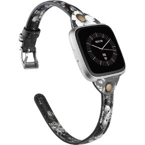 حزام TOYOUTHS النحيف متوافق مع Fitbit Versa/Versa 2/Versa Lite/Versa SE Bands للنساء والرجال وأساور المعصم البديلة المصنوعة يدويًا من الجلد الأصلي وإكسسوارات حزام الساعة متعدد الألوان