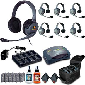 نظام اتصال داخلي Eartec HUB7SMXD Ultralite لـ 7 أشخاص مع 6 سماعات فردية و1 كحد أقصى 4G مزدوجة (الولايات المتحدة الأمريكية)، مع مجموعة تنظيف 6AVE. in Kuwait