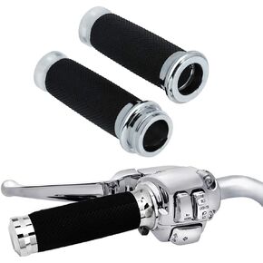 HDBUBALUS 1" Electronic Throttle Hand Grips Handlebar Fit for Harley Touring 08-up Chrome