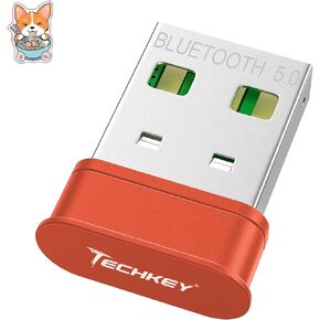 محول USB بلوتوث لجهاز استقبال الكمبيوتر - Techkey Mini Bluetooth 5.0 EDR Dongle Transmitter لنقل سطح المكتب للكمبيوتر المحمول وسماعات رأس بلوتوث ولوحة مفاتيح وماوس وطابعة Windows11-7 (Kor-04) in Kuwait