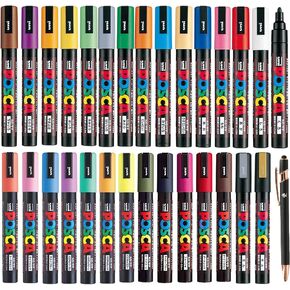 Uni Japan Paint Marker FULL RANGE Bundle Set Marking Pen Medium Point PC-5M 29 Colours ( 22 Standard & 7 Natural ) Japanese Domestic Market Product