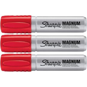Sharpie Magnum Permanent Marker | Oversized Chisel Tip, Great for Poster Boards, Red, 1 Count 3 Pack