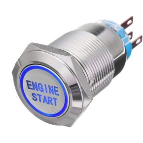 ESUPPORT 12V Car Vehicle Blue LED Light Headlight Push Button Metal Toggle Switch 19mm Engine Start