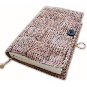 Book Sleeve Cover for Novel, Fabric Wicker Appearance, Hard Books Cover for Paperback, Washable Fabric, Book Protector - Padded, Book Case Cover for Adult 5.5 x 8.2 x 1.6