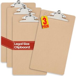 1InTheOffice Legal Size Clipboard, Heavy Duty Clipboard, Hardbound, Brown, 9x15.5 (3 Pack)