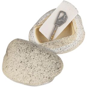 Fake Rock Key Hider Safe for Outdoor Garden or Yard, Large Size Design Hide A House Spare Key Lock Box For Outside（TypeA White，1 Pack)