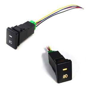 Xotic Tech Factory Style 4-Pole 12V Push Button Switch w/LED Background Indicator Lights for Fog Lights, DRL, LED Light Bar, etc Compatible with Toyota Camry Corolla (Size: 22.8 x 22.5 mm)