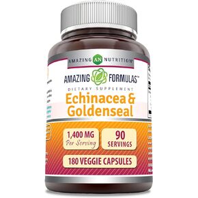 Amazing Formulas Echinacea & Goldenseal Supplement | 1400 Mg Per Serving | 180 Veggie Capsules | Non-GMO | Gluten Free | Made in USA