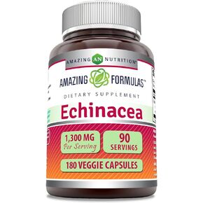 Amazing Formulas Echinacea Supplement| 1300 Mg Per Serving | 180 Veggie Capsules | Non-GMO | Gluten-Free | Made in USA