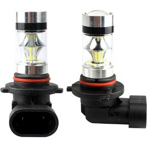 2 قطعة 9005/9006 LED مصباح ضباب السيارة، مصابيح تشغيل نهارية، ضوء أمامي 6500K، مصابيح شعاع منخفضة 12 فولت 100 وات، عالمية لمعظم المركبات (الضوء الأبيض)