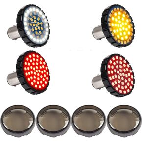 DTR2017 1157 Front 1157 Rear LED Turn Signal, 2 Inch Bullet Motorcycle Brake Running Lights fits Harley Street Glide, Dyna, Sportster 1200, Iron 883, Road King 1986-2020