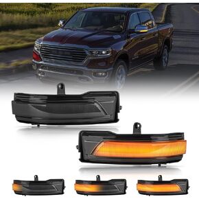 LED Sequential Dynamic Mirror Turn Signal Lights, 2 Pack(LH+RH) LED Amber Blink Rear View Mirrors Indicator Lamps for Dodge Ram 1500 2019-2022 Blinker Indicator Turn Signal Light Clear Lens