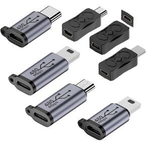 USB C to Micro USB Adapter, Type C/Micro USB Female to Male Converter, Micro USB to USB C Extender, USB C/Micro USB to Mini USB Connector (7 PCS)