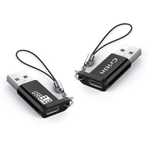 USB C Female to USB 3.0 Male 2-Pack, USB to USB C Adapter, 5G BPS Data sync Adapter with Lanyard, Suitable for Mobile Phones/laptops/Cars/Power Banks/hubs/Headphones, etc.