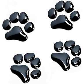 LZLRUN 4PCS Black 3D Chrome Dog Paw Footprint Sticker Decal Auto Car Emblem Decal Decoration