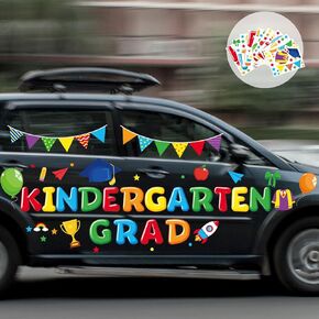 113 Pcs Class of 2024 Preschool Graduation Car Decals Window Clings Colorful Grad Sticker for Car Parade Wall Decorations Pre-k Grad Ceremony Party Favors