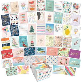 Sweetzer & Orange All Occasion Cards Assortment Box. Set of 100 Assorted Greeting Sheets for every Occasions with thank you Card Organizer Box. 17 Types of flyers include Blank sheets with Envelopes