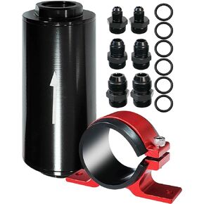 10 Micron Inline Fuel Filter with 50mm Mounting Bracket and 6AN 8AN 10AN Adapter for Gasoline Diesel E85 Ethanol Fuel