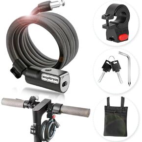 BANGTING Electric Scooter Lock, Bike Locks, 120cm/12mm Bike Lock Cable, Bike Lock with 2 Key for Bicycle/Scooter/Ebike/Stroller/Kids Bike/Moped