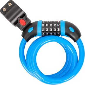 Bike Lock Cable, High Security 5 Digit Resettable Combination Coiling Bike Cable Lock,Bicycle Cable Lock for Bicycle,Mountain Bike, Scooter Outdoors, 4 Feet x 1.2M, Yellow