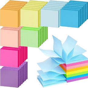 48 Pack 3840 Sheets Pop Up Sticky Notes 3X3 in Bright Color Self Sticky Note Pads Colorful Post Stickies for Office Home School Meeting, 80 Sheets/pad