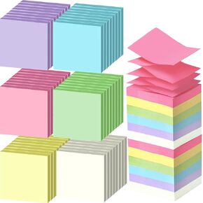 48 Pack 3840 Sheets Pop Up Sticky Notes 3X3 in Bright Color Self Sticky Note Pads Colorful Post Stickies for Office Home School Meeting, 80 Sheets/pad