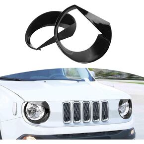 RT-TCZ for Renegade Headlight Angry Eyes Trim Cover Decal, Front Light Cover Trim Bezels for Jeep Renegade 2016 2017 2018 Black Exterior Accessories 2pcs