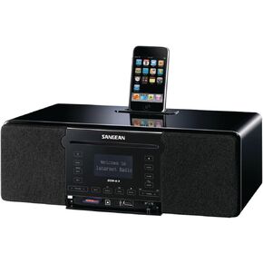 Sangean DDR-63 WiFi Internet Radio/FM-RBDS/Aux-in/CD/USB/SD All-in-One Tabletop Wooden Cabinet Musical System Compatible with iPod, Black, WiFi Internet Radio/FM-RBDS Waveband