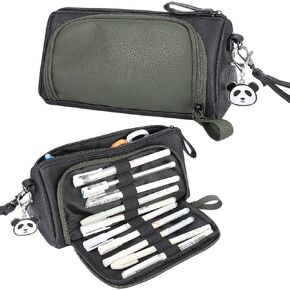 Aesthetic Pencil Case for School Supplies - Cute Zipper Pencil Pouch - Pen Holder Bag/Organizer in Faux Leather for Teen Girls Boys Adults (Black Floral)