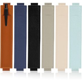 6 Pcs Adjustable Pen Holder Elastic Band Pencil Pouch Colorful PU Leather Pen Sleeve Journal Pencil Holder for Planners Notebook Binders and Books
