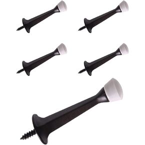 Door Stops 3 Inch Rigid with Rubber Pin Oil Rubbed Bronze Black, 5 Pack | HOWTOOL