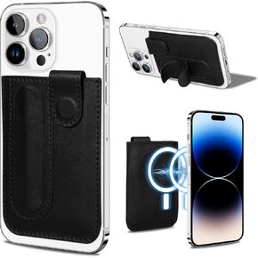 حامل بطاقات محفظة مغناطيسي من Keallce متوافق مع سلسلة iPhone 15/14/13/12، وأكمام بطاقات جلدية بمحفظة Mag Safe مع مسند، وفتحة بطاقة تناسب 6 بطاقات ائتمان - أرجواني in Kuwait