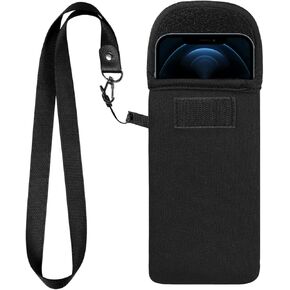 Small Size Universal Soft Neoprene Phone Pouch Sleeve w/Neck Lanyard & Belt Loop Clip Compatible for iPhone 15 14 13 12 11 Pro XR XS X, Galaxy S23 S22 S21 FE S20 S10 S9 S8 Note 10, Pixel 8 7a
