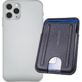 KeySmart MagSlim Wallet - Stick-on Phone Wallet and Card Holder that Holds up to 3 Cards - The Ultimate Card Holder for Phone Cases that are Iphone 12/12 Pro Compatible (Black)