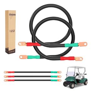 Battery Cable for EZGO RXV & Club Car Precedent 48V Golf Cart (4x12V Batteries), 4-Gauge 16 Inch 3 PCS
