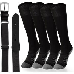 Youth Baseball Socks with Belt Combo, Adjustable Elastic Belts and Softball Socks Set for Boys and Grils