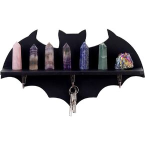 Gothic Bat Shelf Crystal Shelf Coffin Shelf-Spooky Floating Shelves Goth Decor Shelf-Wooden Gothic Decor for Home-Black Hanging Wooden Shelf for Wall-Witchy Room Decor for Crystal Keys in Saudi Arabia