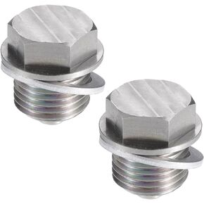 Motoforti Universal Magnetic Oil Drain Plug, Magnet Bolt for Car Motorcycle with 2 Aluminum Washer, M14x1.5, Anti Leakage, Stainless Steel, Silver Tone, 2pcs