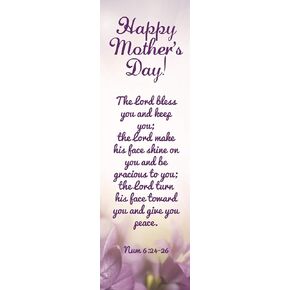 50 Count of Purple 6" Flowers Happy Mother's Day Gifts, Numbers 6:24 Inspirational Bible Verse Bookmarks for Women and Moms, Mothers Day, Church Gift, Beautiful