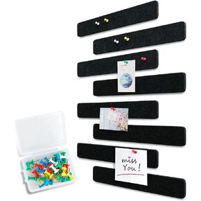 Felt Pin Board Bar 15"x2", Pack of 8 Bulletin Board Strips with 40 Push Pins, Home Office Memos Notice Boards Felt Wall Tiles
