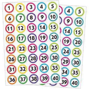 600 PCS Number Stickers 1-40, 15 Sheets Dot Consecutive Number Labels Self-Adhesive Water/Tear Resistant Number Stickers Without Residue for Office, Classroom, Indoor, Boxes, Storage (1" Each)
